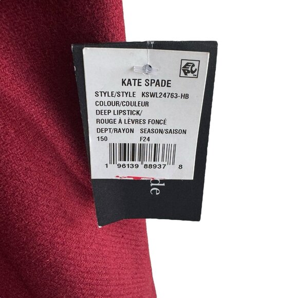 Kate Spade NY Wool Blend Double Breasted Long Coat Deep Lipstick Red XL Women - Picture 6 of 11